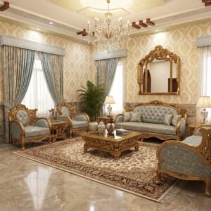 Baroque Velvet 7-Seater Hand-Carved Sofa Set