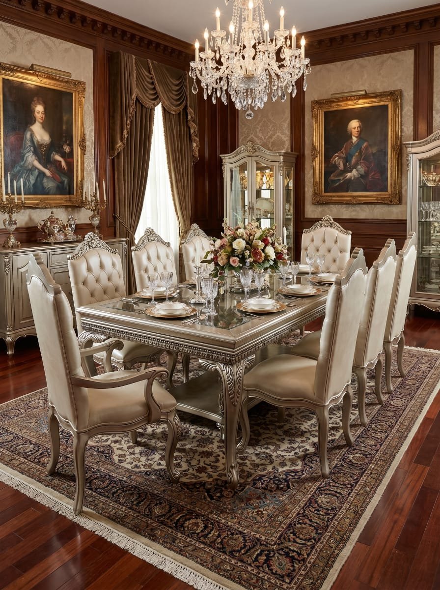 Imperial Crown 8-Seater Hand-Carved Dining Table Set
